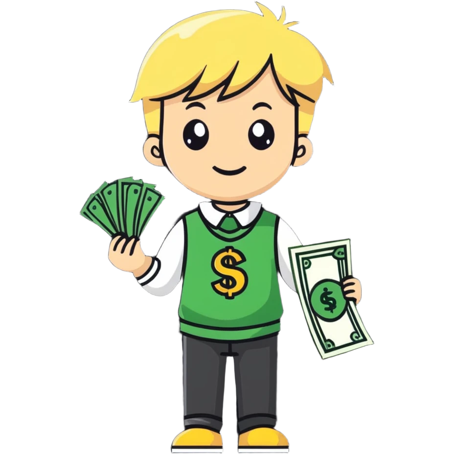 blonde kid spreading money emoji