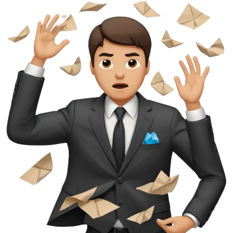 A man throwing papers in the air in frustration  emoji