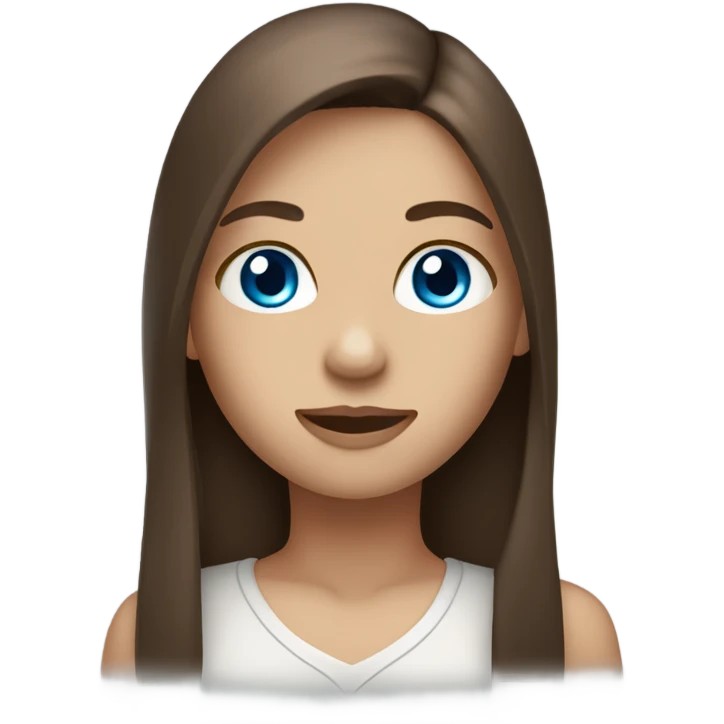 a girl with long lush straight brown hair and blue eyes  emoji