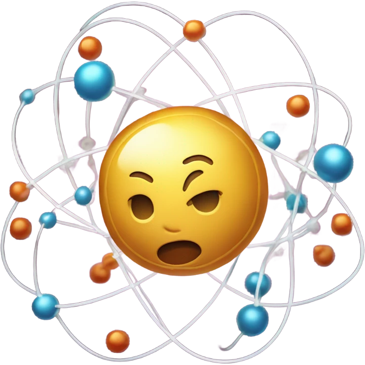 an atom with a human brain in the core emoji