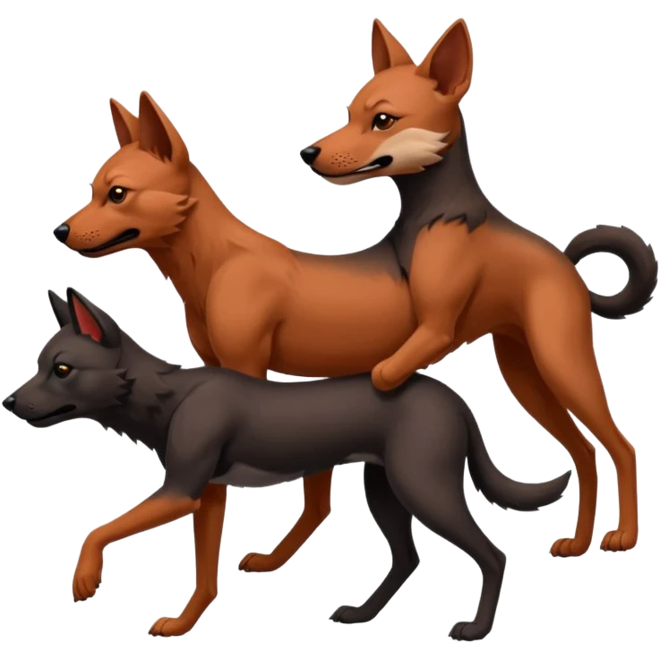 Muscular Xoloitzcuintle Dog playing with muscular red wolf emoji
