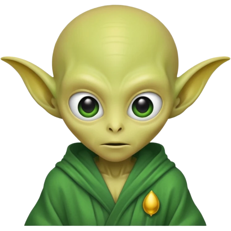 Big head alien with yellow skin, Half body. emoji