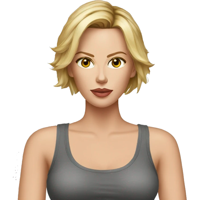super realistic face of charlize theron wearing tank top emoji
