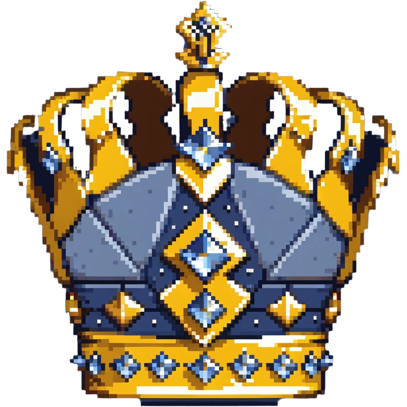 A navy blue king's crown with diamond gems and gold accents emoji