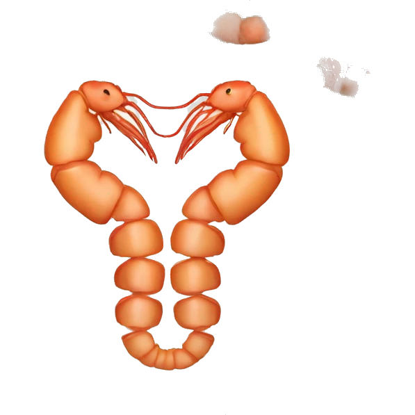 shrimp heart adorned with shrimp garland  emoji