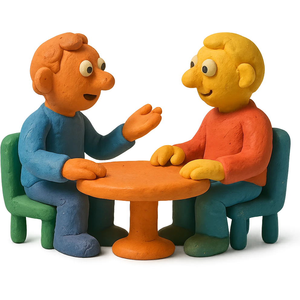 a bit of a chat, claymation style emoji