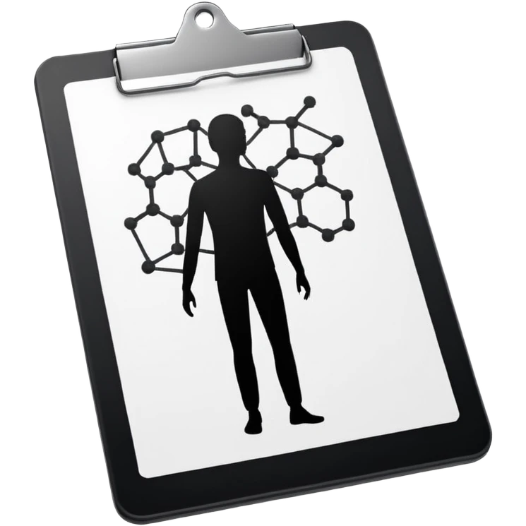 clipboard with a person silhouette and a neural network symbol emoji