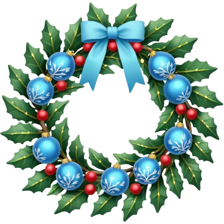 small Christmas wreath with light blue details emoji