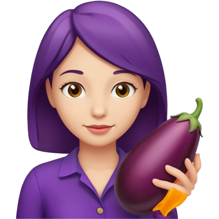 Leane avec une aubergine emoji