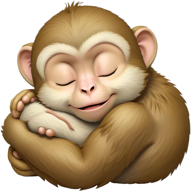Meme-Worthy cute Sleeping Macaque Portrait Emoji, Head resting peacefully with a contented smile, showcasing soft, downy fur and eyes gently closed in serene slumber, Simplified yet comically adorable features, highly detailed, glowing with a soft, drowsy glow, high shine, relaxed and utterly lovable, stylized with an air of playful laziness, bright and heartwarming, soft glowing outline, capturing the essence of a sleeping macaque that feels destined to become the next viral icon of adorable rest! emoji