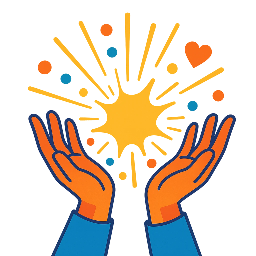 open hands releasing light projecting feelings and emotional energy emoji