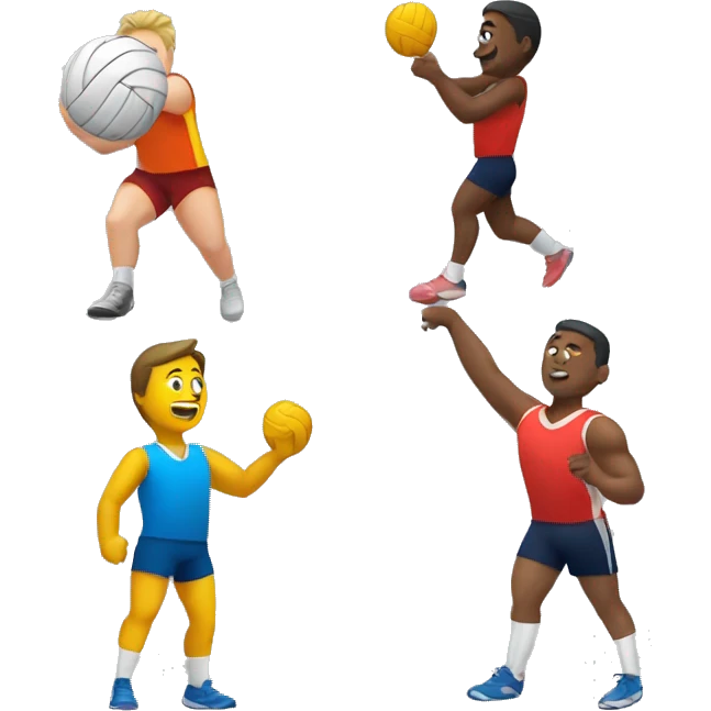 A volleyball, shotput, javelin and discuss emoji