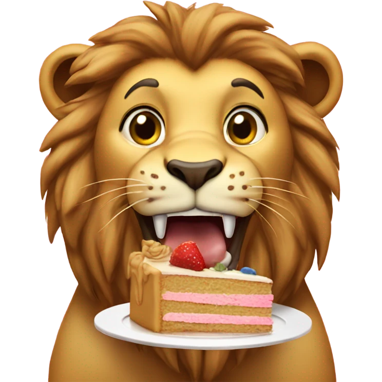 Lion eating cake emoji