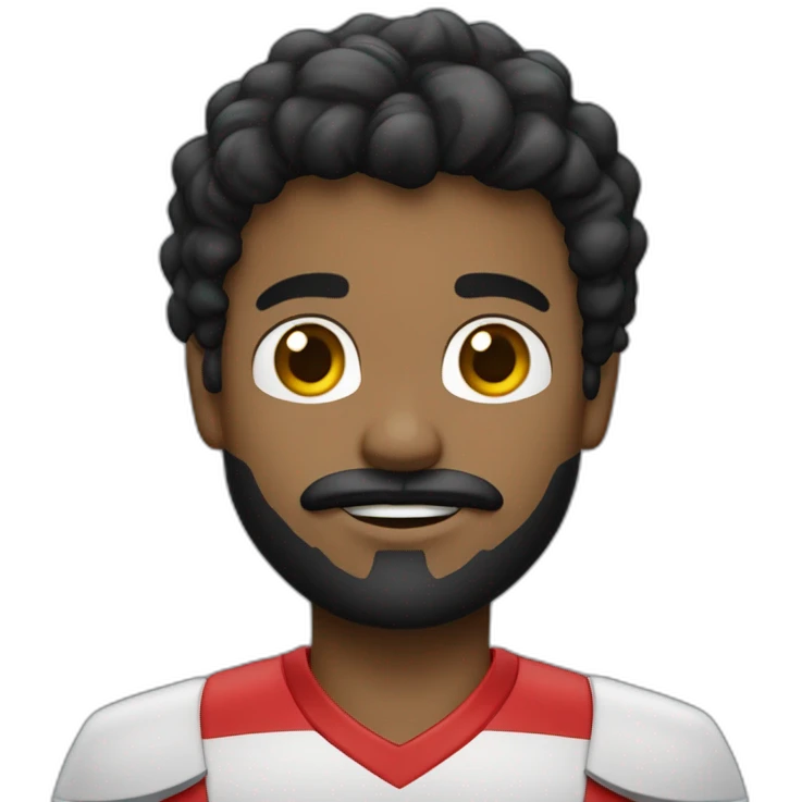 crie um emojii com um jovem pardo de cabelo preto e bigode preto com a camisa do sao paulo emoji