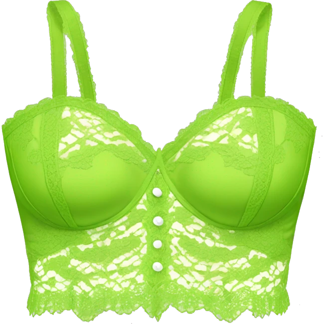 Realistic isolated lime green crop top lace bustier. emoji
