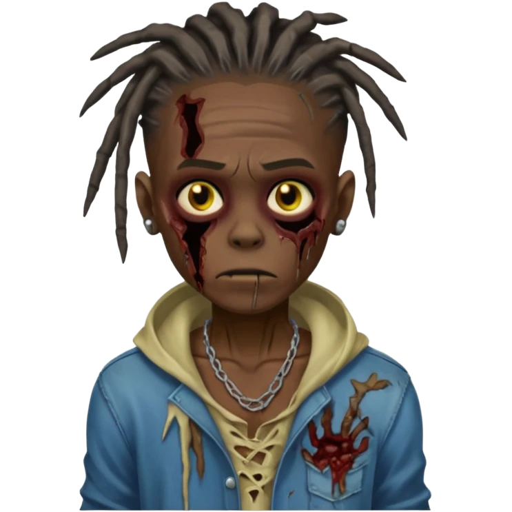 darkskin zombie boy with dreads emoji
