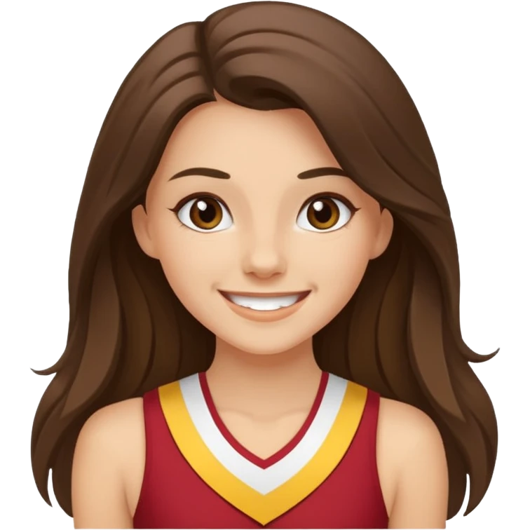 skinny white happy long haired brunette girl USC cheerleader emoji