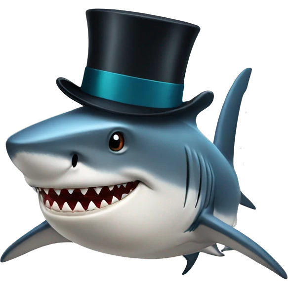 Shark with a top hat emoji