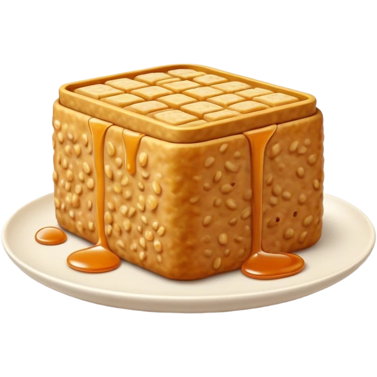Cinematic Realistic Tempeh Dish Emoji, showcasing fermented soy cake cooked to a crispy finish rendered with lifelike textures and warm, inviting lighting. emoji