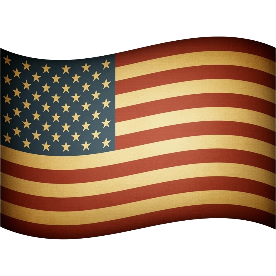Rustic faded vintage gold American flag emoji