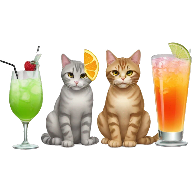 four cats drinking cocktails emoji