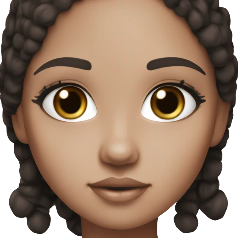 Chocolate brown doll eyes, black hair, feminine, pink, girl, angelic emoji