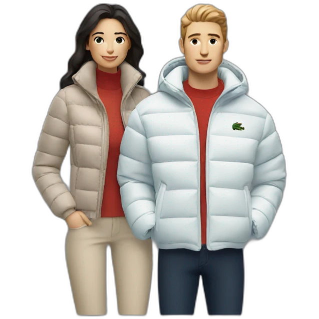 Couple with lacoste puffer jacket emoji