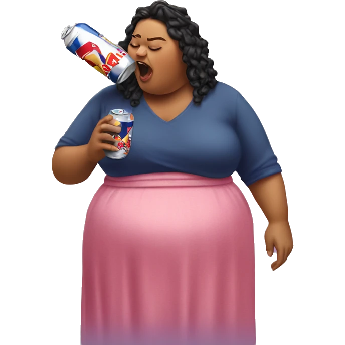 Fat woman spilling redbull drink  emoji