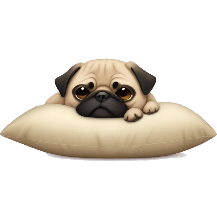 a pug dog sleeping on pillow emoji