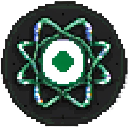 Pixel art atom symbol with Pakistan flag colors emoji