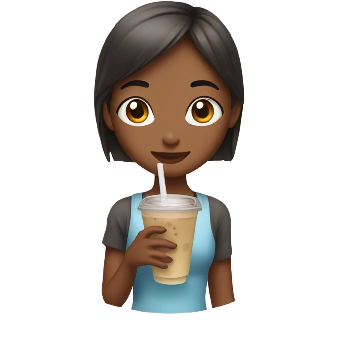 Girl holding bobba emoji