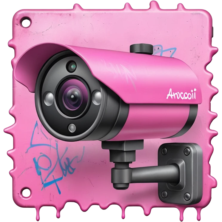 Security Camera pink with graffity emoji