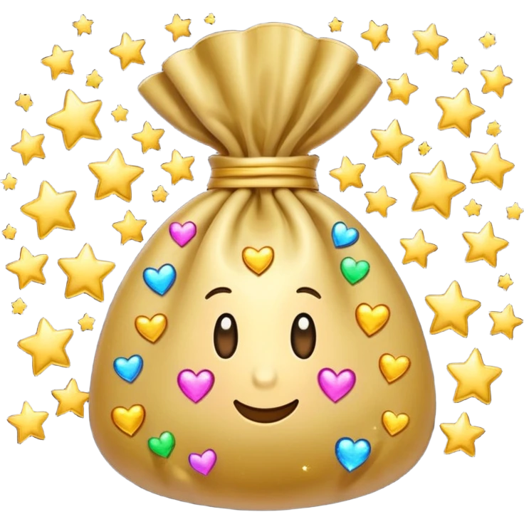 money bag with stars and hearts and sparkles emoji