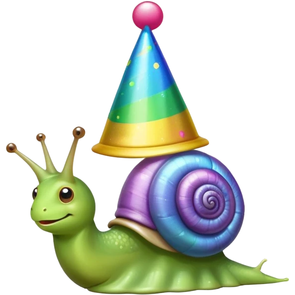 A snail with a party hat on emoji