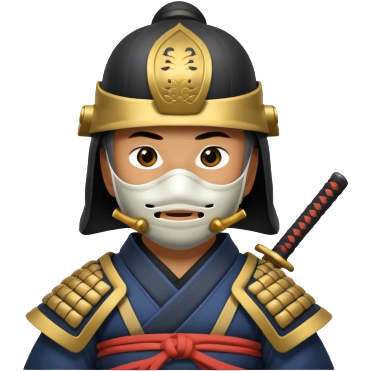 Samurai with helmet and a mask covering their mouth emoji