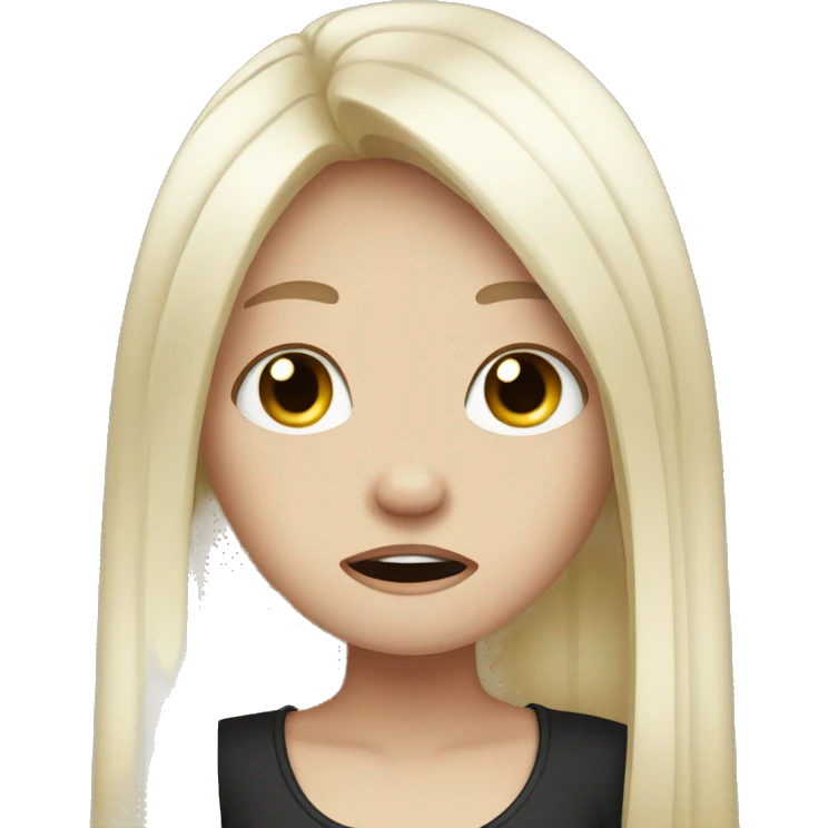 Pale girl with long black hair crying  emoji