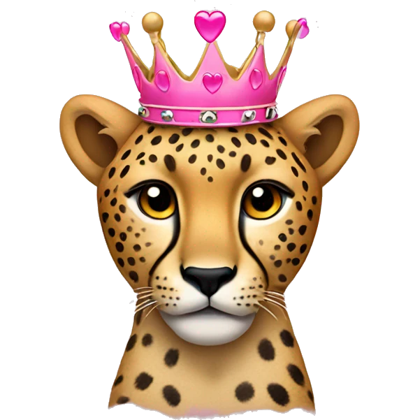 Cheetah with pink heart crown emoji
