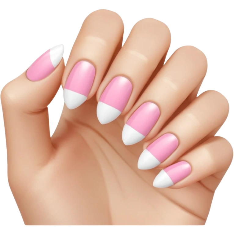 Short almond French tip nails  emoji