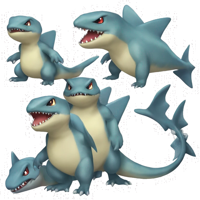 Sharpedo-Charmeleon-Gible-Larvitar-Fakémon Full Body emoji