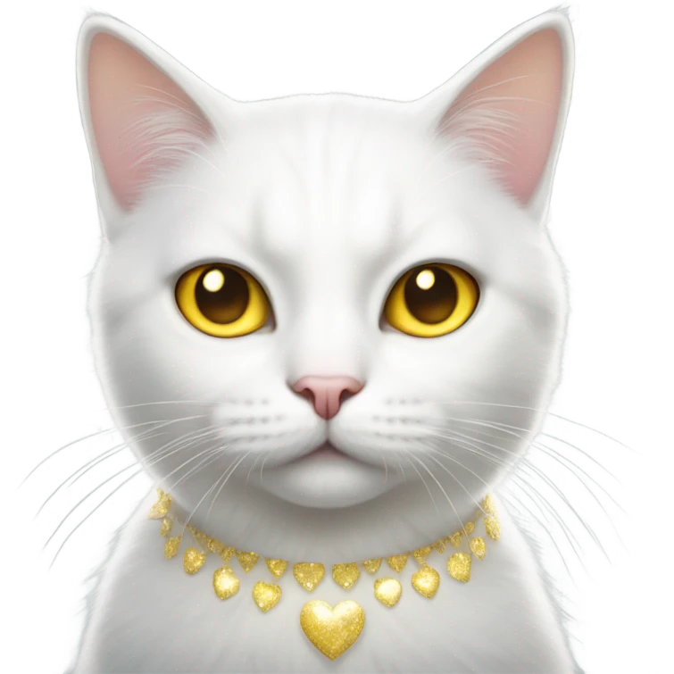 Realistic White cat with yellow eyes, glitter over head  emoji