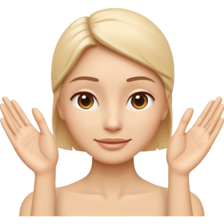 Minimal wellness-style emoji showing skin tightening, a hand gently lifting and supporting facial skin upward, subtle lifting gesture, smooth contours, natural and calm look, non-medical, non-cosmetic, no makeup, no injections, no surgery, clean, modern, trustworthy wellness aesthetic emoji