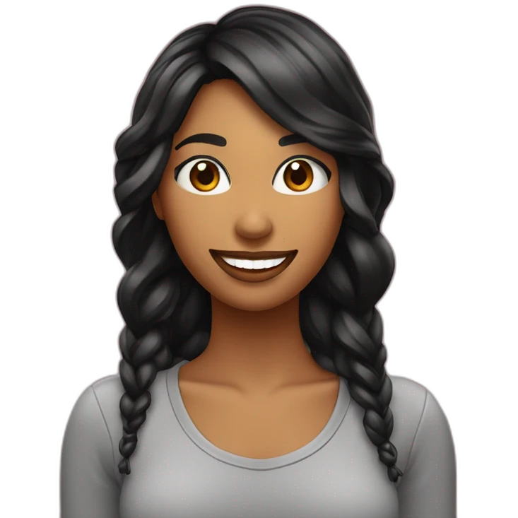 chica pelo largo negro liso con pecas sonrisa bonita y labios rojos emoji