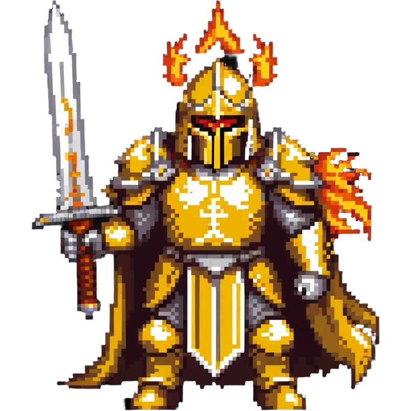 Emperor of Mankind from Warhammer 40K with golden armor and a large flaming sword emoji