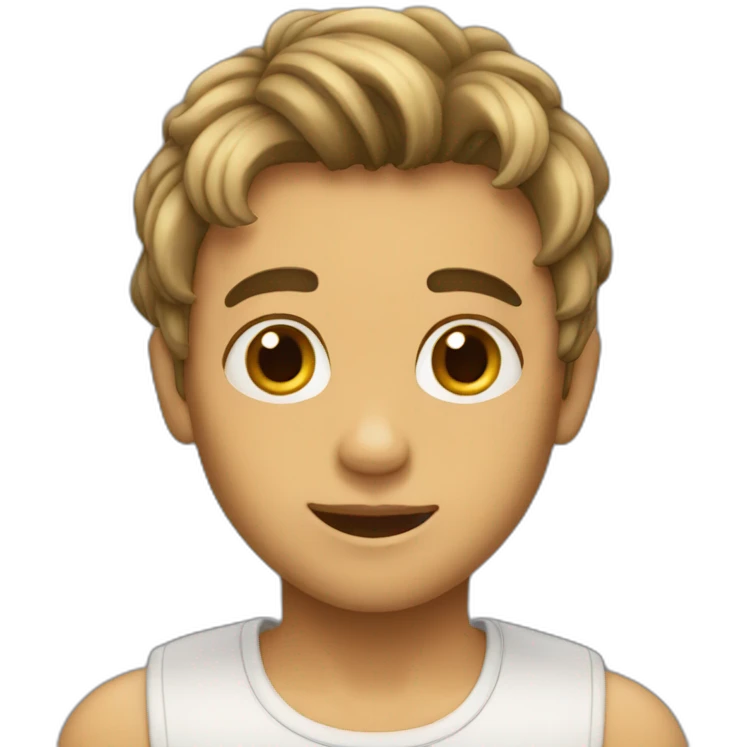 boy with curtain middle part hair emoji