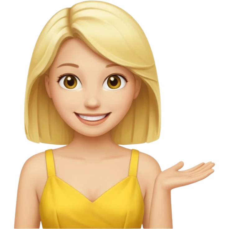 blonde woman with yellow dress emoji