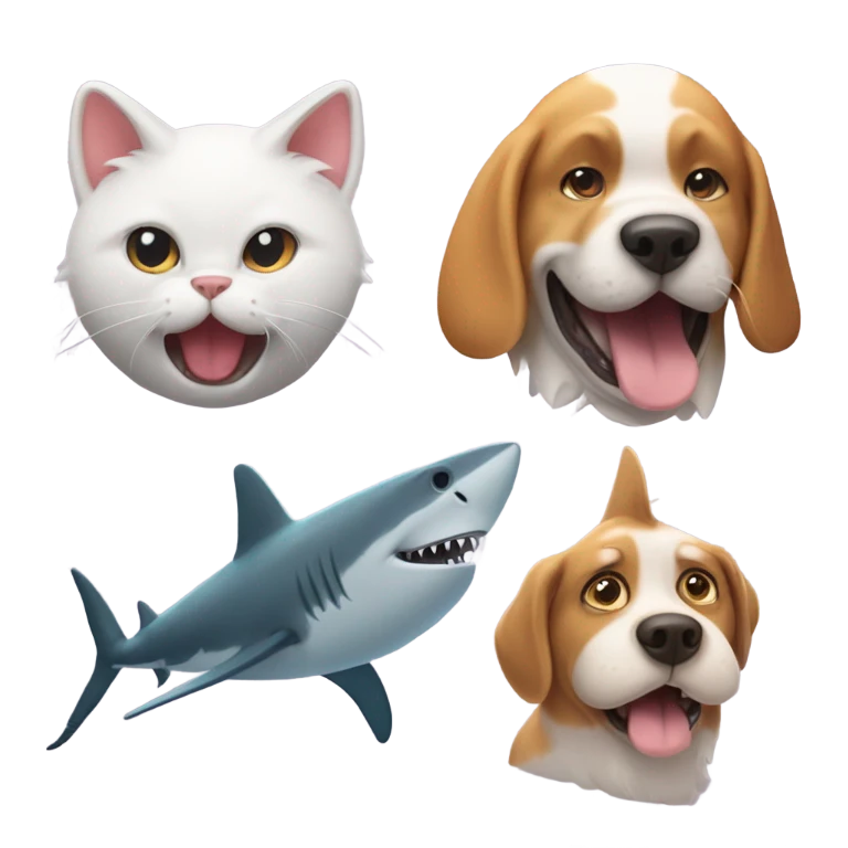 cat,dog,shark emoji