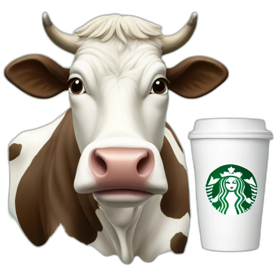 cow drink a starbucks coffee emoji