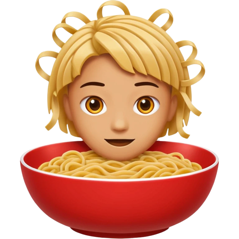 Chinese cuisine humanless avatar in bright emoji-style illustration. Noodles bowl, red and gold colors, simple shapes, flat design, bold and energetic. emoji