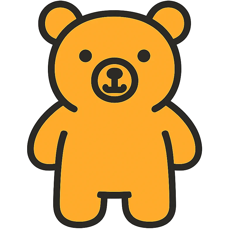 simple and friendly bear, color outline icon style emoji