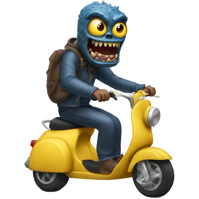 Monster riding a scooter emoji
